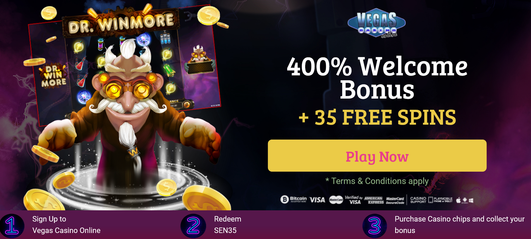 400% Welcome Bonus + 35 FREE SPINS